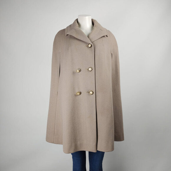 Vintage BMH Fashions Taupe Wool Cape Jacket Onesize - Picture 2 of 10